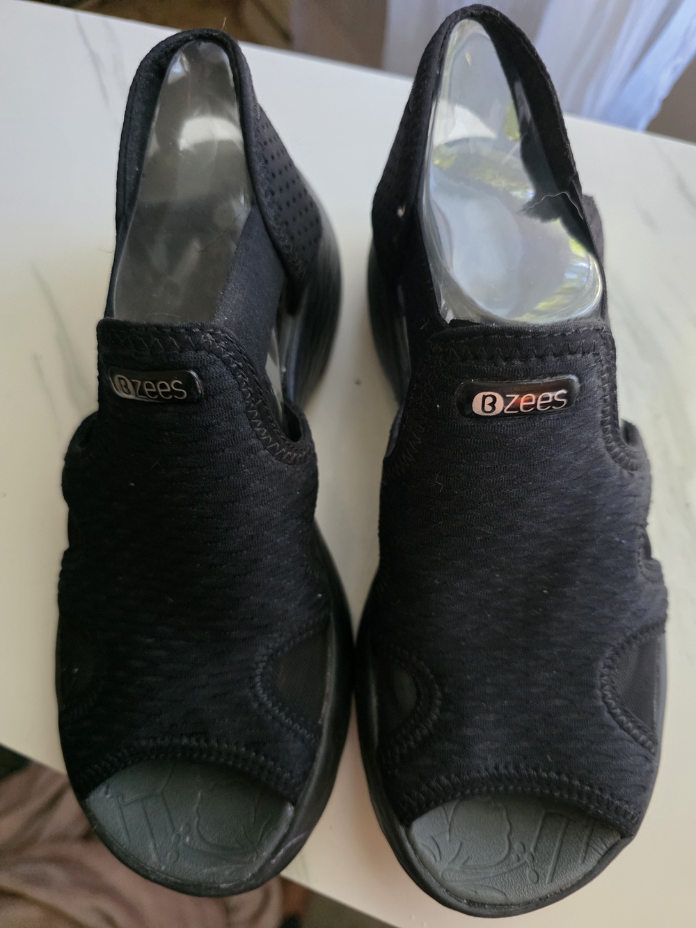 Bzees Women's Black Slip-On Comfort Sandals